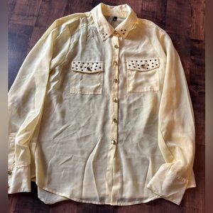 Studded Sheer Yellow Blouse